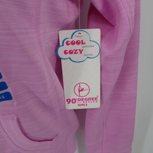 90 Degree By Reflex Girl's Pink Hooded Zip-Up Sweatshirt Size 12 NWT $58 - Picture 2 of 4